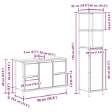 vidaXL Badkamermeubel Set 2 pcs Zwart eiken Engineered hout en staal