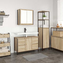 vidaXL Badkamermeubel Set 2 pcs Zwart eiken Engineered hout en staal