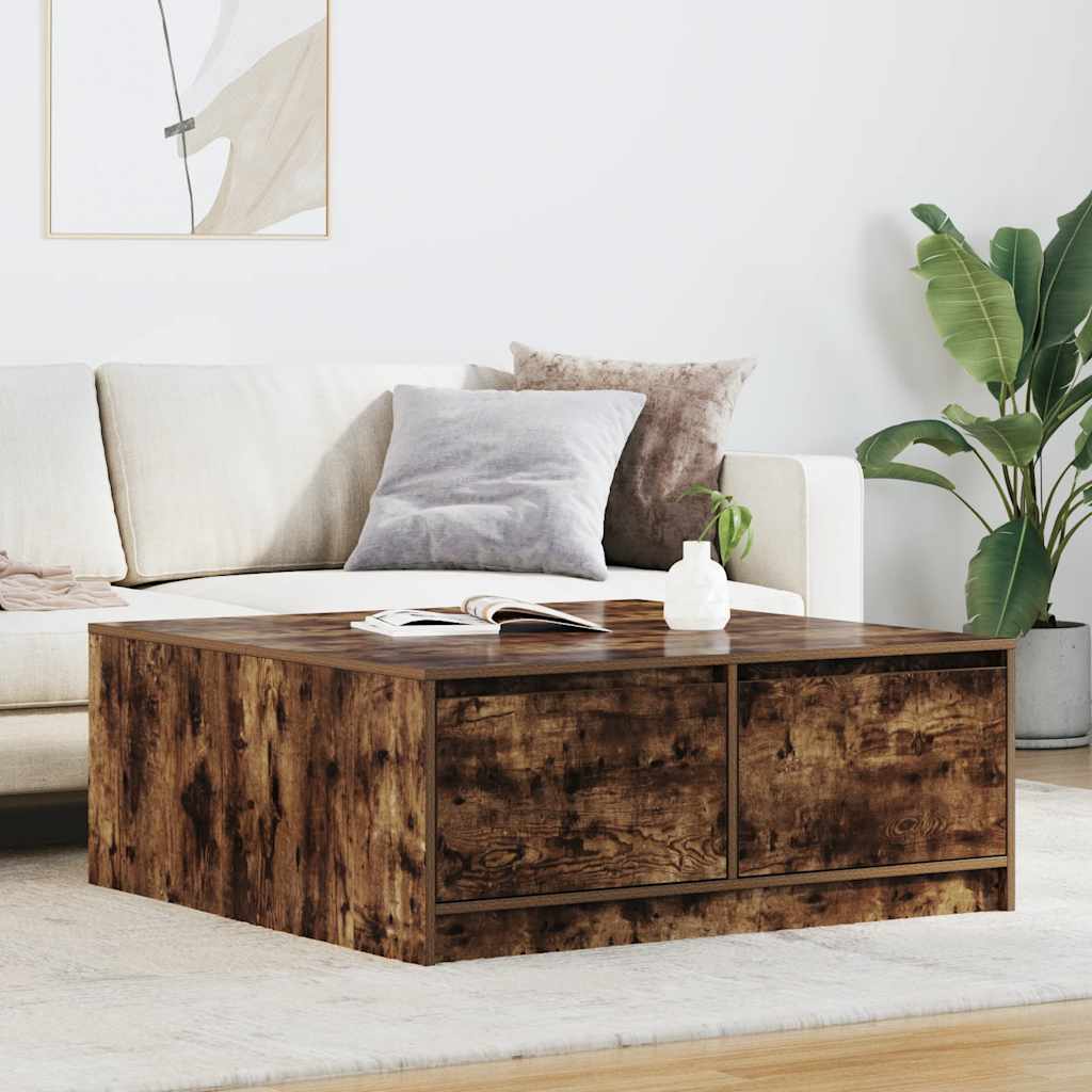 vidaXL Salontafel met lades 100x100x40 cm wit