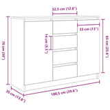 vidaXL Chest of Drawers 100.5x35x76 cm Chipboard White