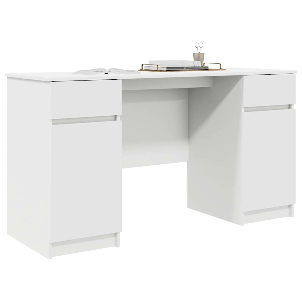 vidaXL Bureau met lade met plank Wit 140 x 49 x 76 cm Bewerkt hout