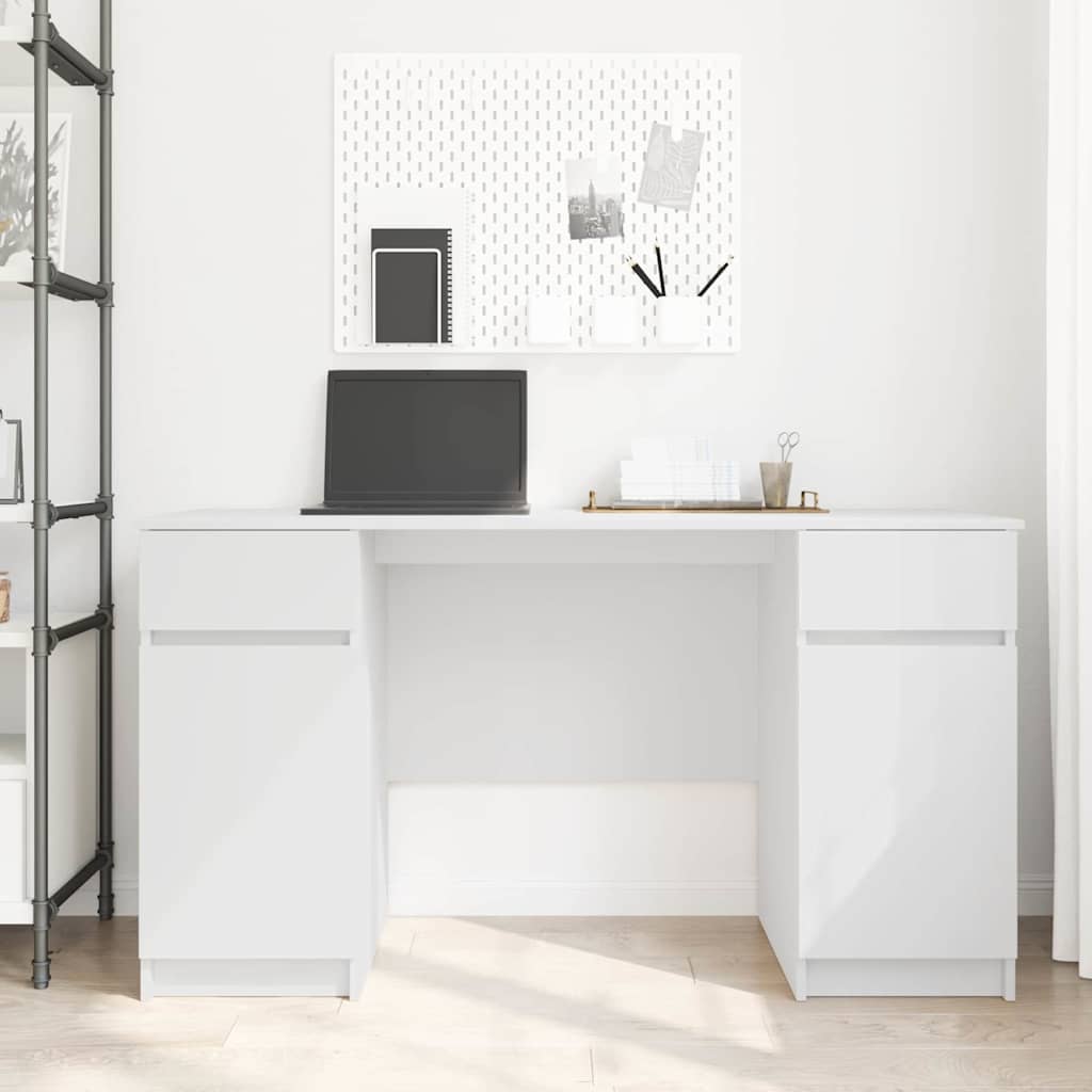vidaXL Bureau met lade met plank Wit 140 x 49 x 76 cm Bewerkt hout
