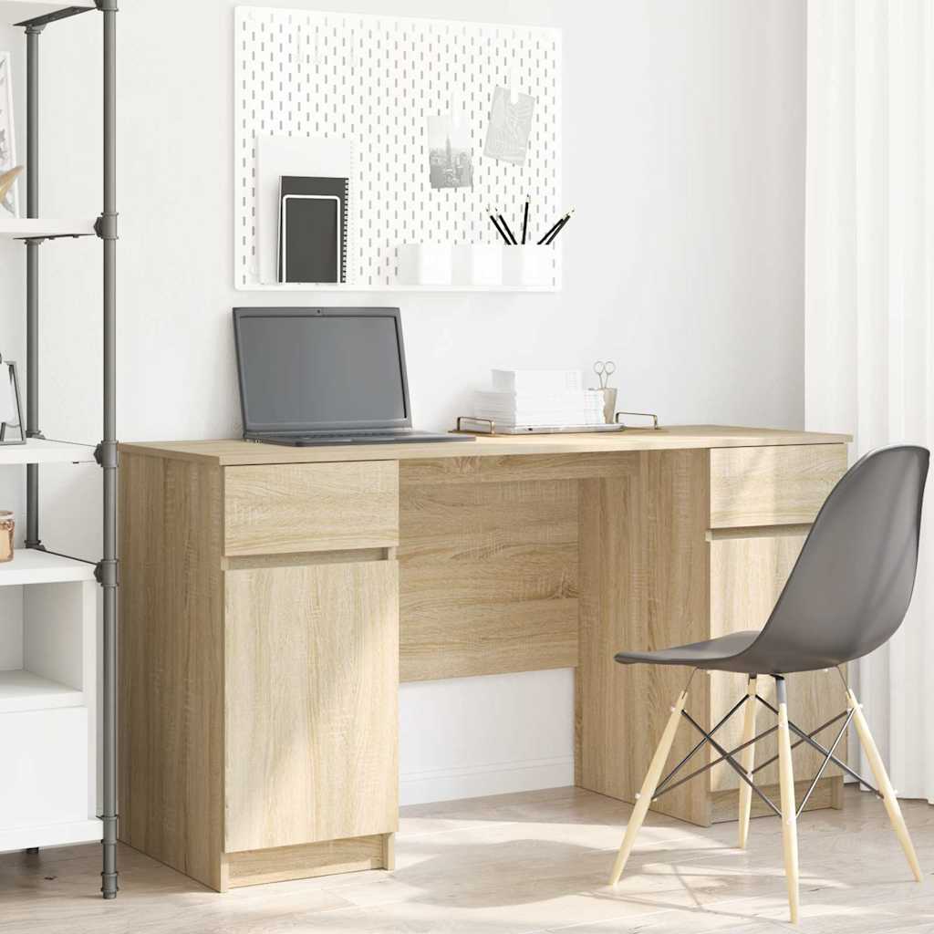 vidaXL Bureau met lade met plank Wit 140 x 49 x 76 cm Bewerkt hout