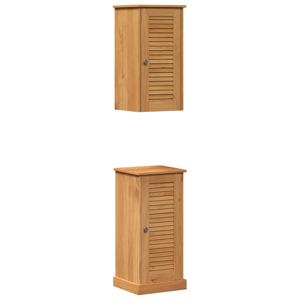 vidaXL Badkamermeubel Set met plank VIGO 2 pcs Bruin en Honingbruin