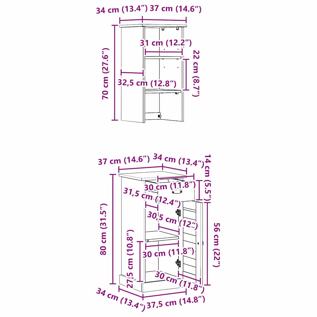 vidaXL Badkamermeubel Set met lade VIGO 2 pcs Bruin en Honingbruin