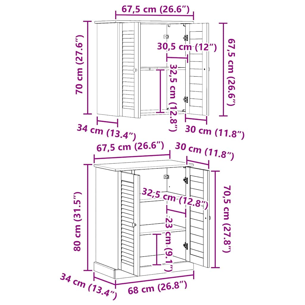 vidaXL Badkamermeubel Set met plank VIGO 2 pcs Bruin en Honingbruin