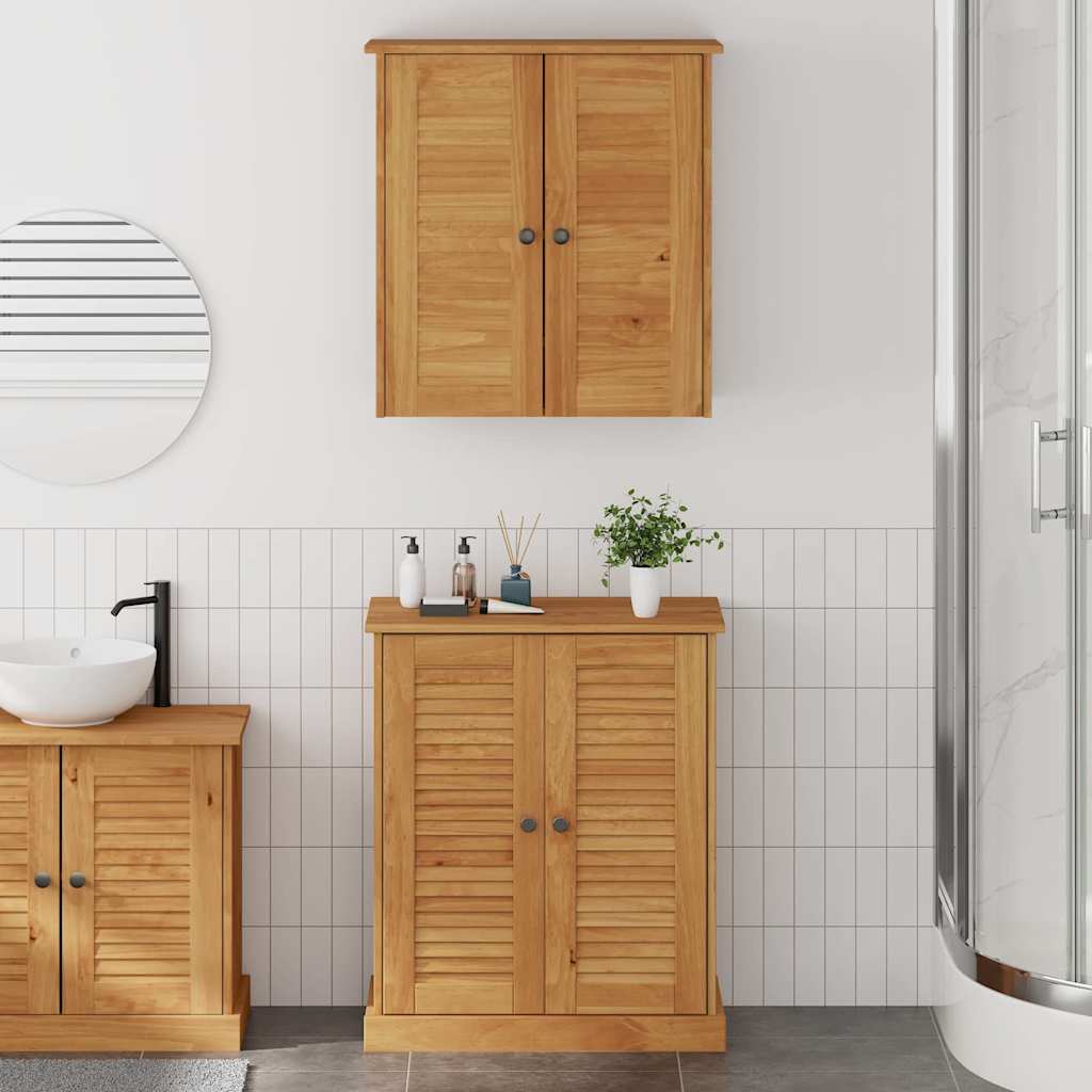 vidaXL Badkamermeubel Set met plank VIGO 2 pcs Bruin en Honingbruin