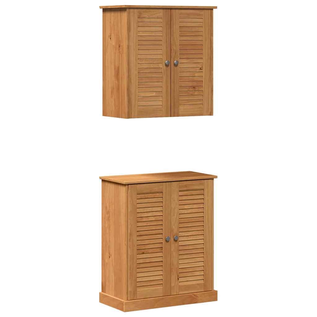 vidaXL Badkamermeubel Set met plank VIGO 2 pcs Bruin en Honingbruin