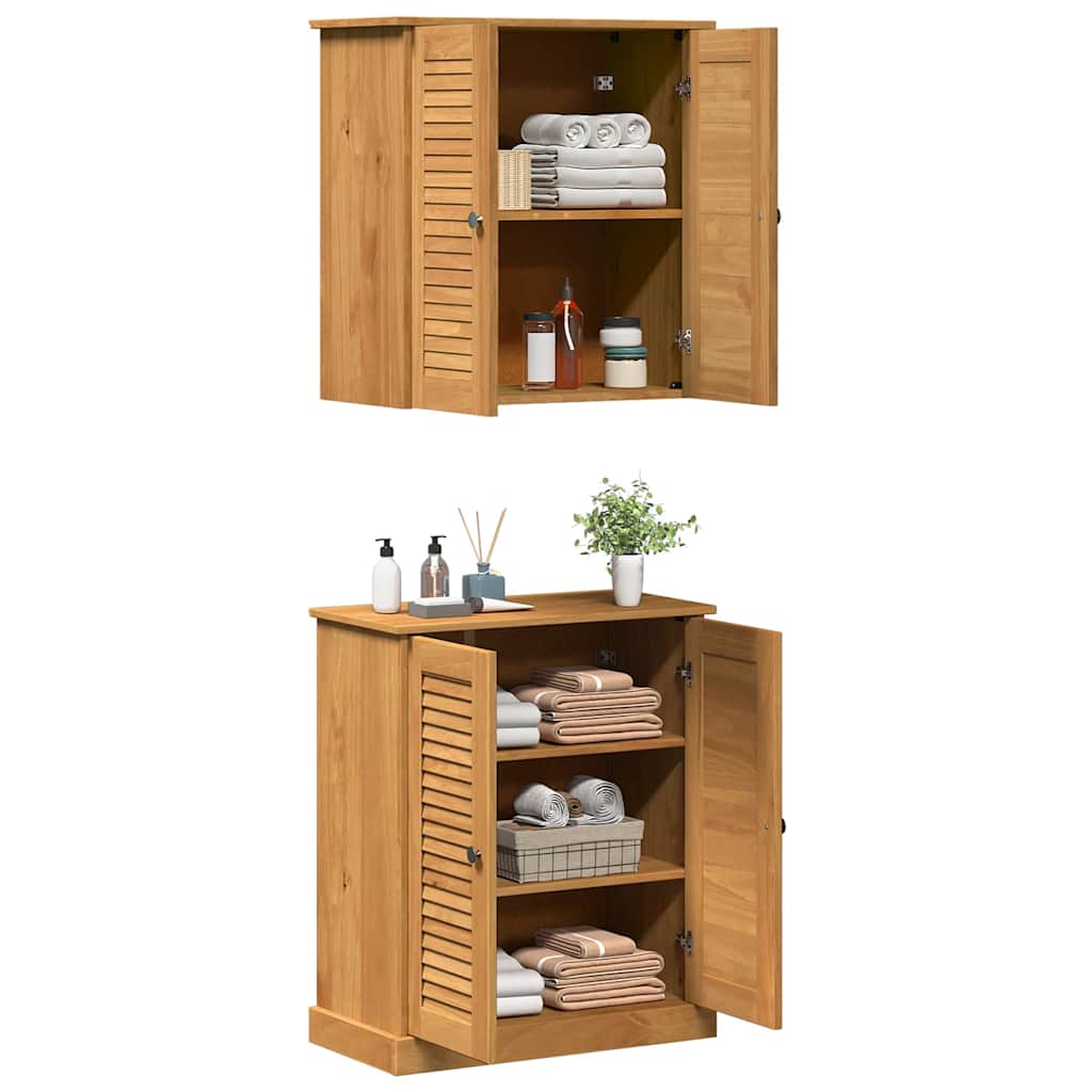 vidaXL Badkamermeubel Set met plank VIGO 2 pcs Bruin en Honingbruin