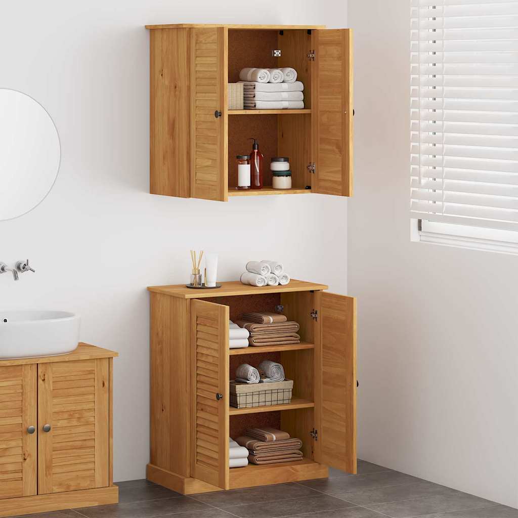 vidaXL Badkamermeubel Set met plank VIGO 2 pcs Bruin en Honingbruin