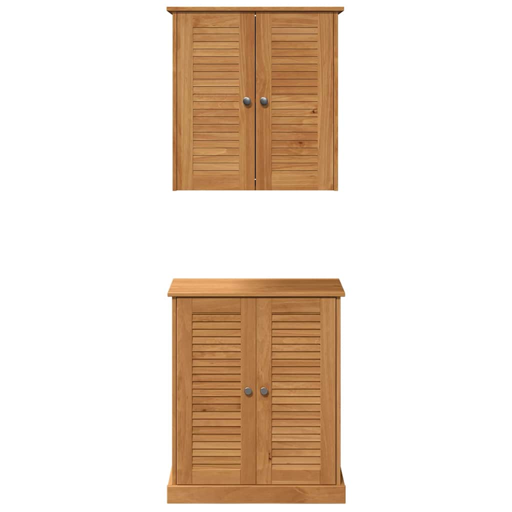 vidaXL Badkamermeubel Set met plank VIGO 2 pcs Bruin en Honingbruin