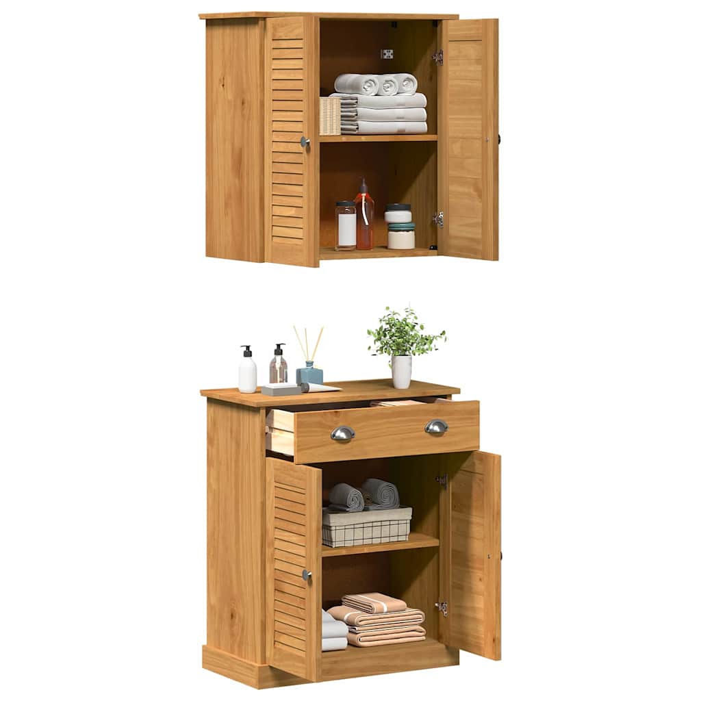 vidaXL Badkamermeubel Set met plank VIGO 2 pcs Bruin en Honingbruin