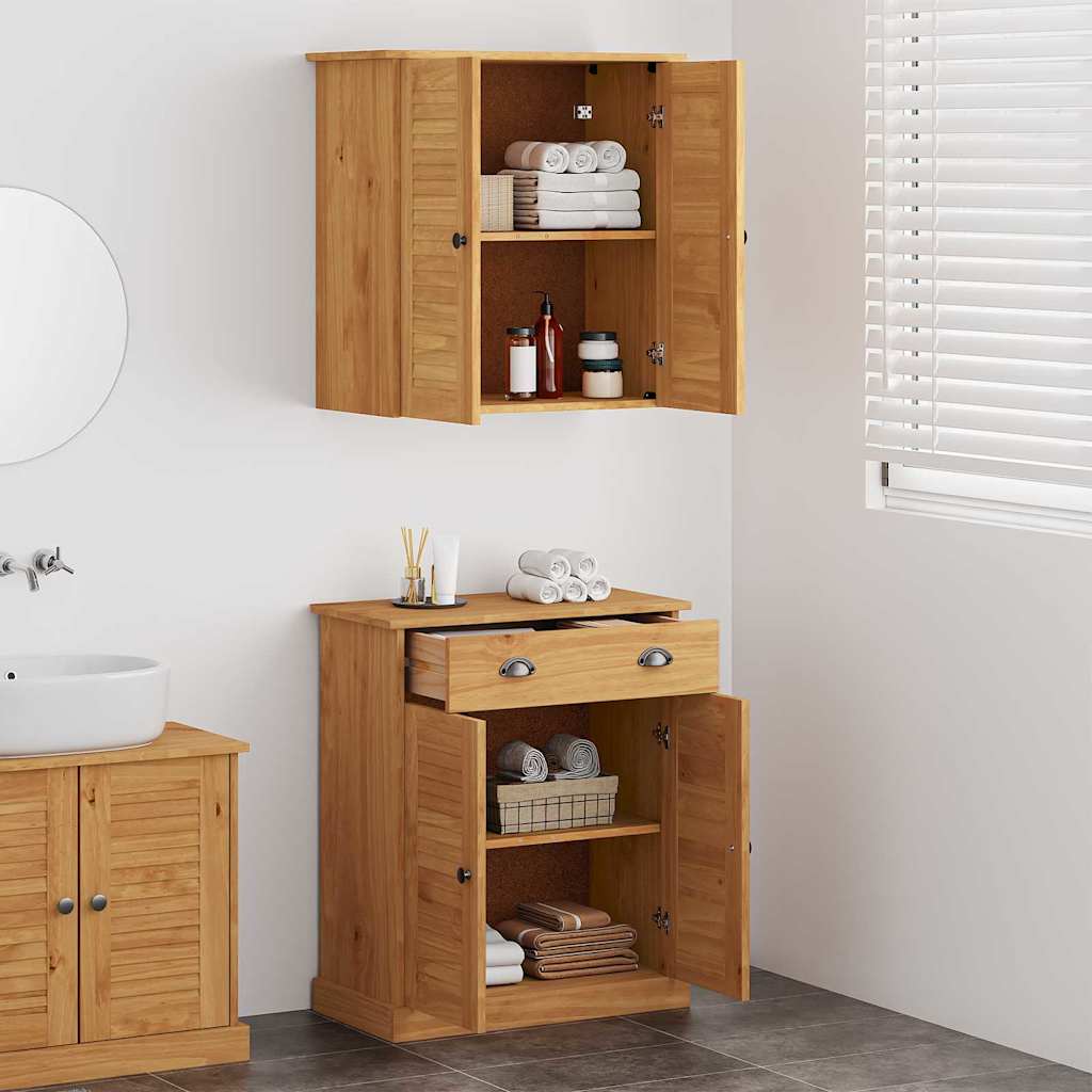 vidaXL Badkamermeubel Set met plank VIGO 2 pcs Bruin en Honingbruin
