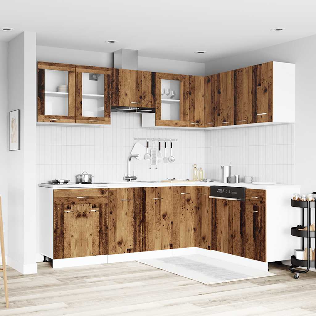 vidaXL 11-Piece Kitchen Cabinet Set Lyon Engineered Wood Old Wood Colour