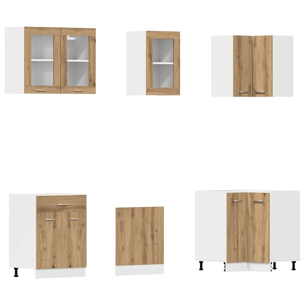 vidaXL 11-Piece Kitchen Cabinet Set Lyon Engineered Wood Old Wood Colour