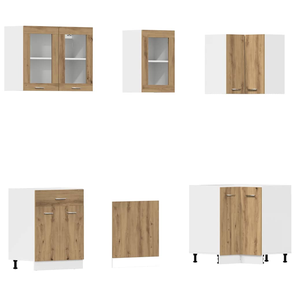 vidaXL 11-Piece Kitchen Cabinet Set Lyon Engineered Wood Old Wood Colour