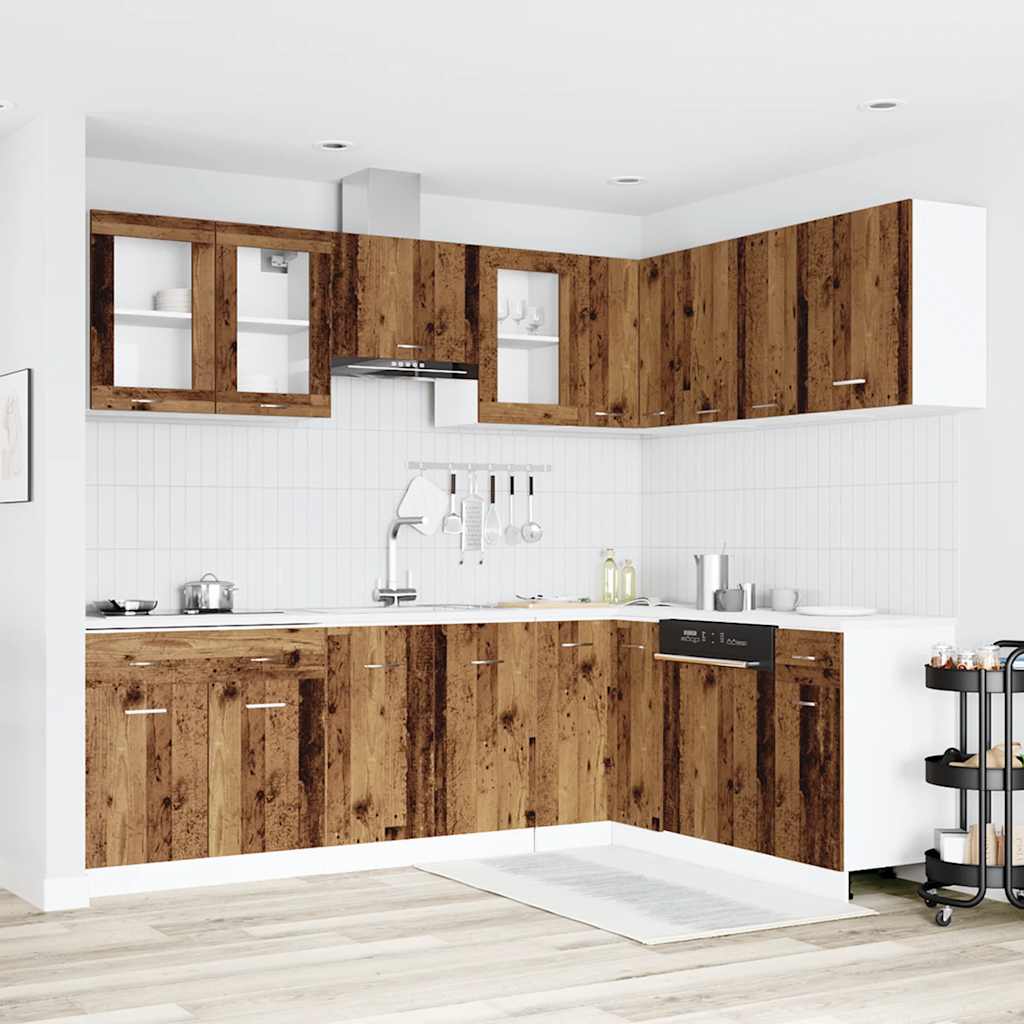 vidaXL 11-delige Keukenkastenset Lyon bewerkt hout oud houtkleurig