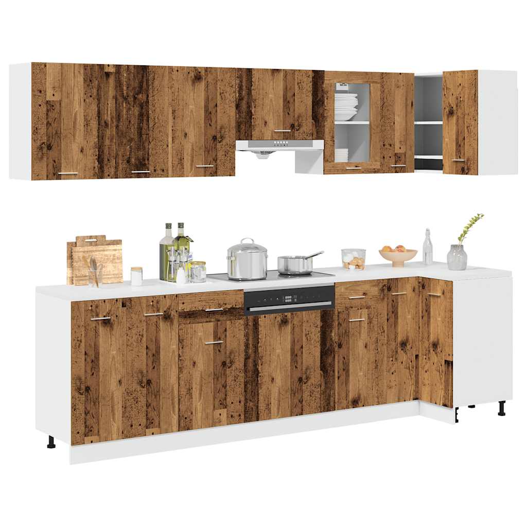 vidaXL 11-Piece Kitchen Cabinet Set Lyon Engineered Wood Old Wood Colour