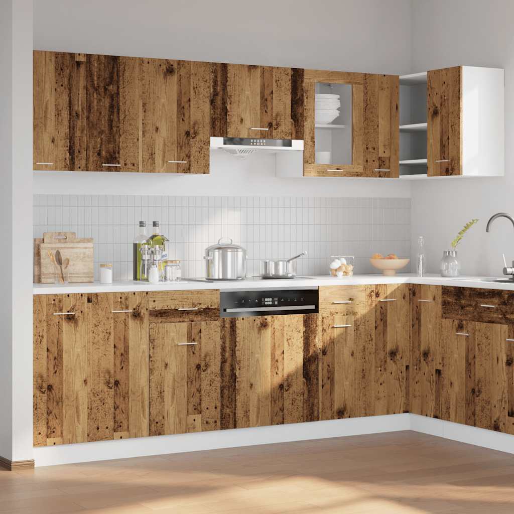 vidaXL 11-Piece Kitchen Cabinet Set Lyon Engineered Wood Old Wood Colour