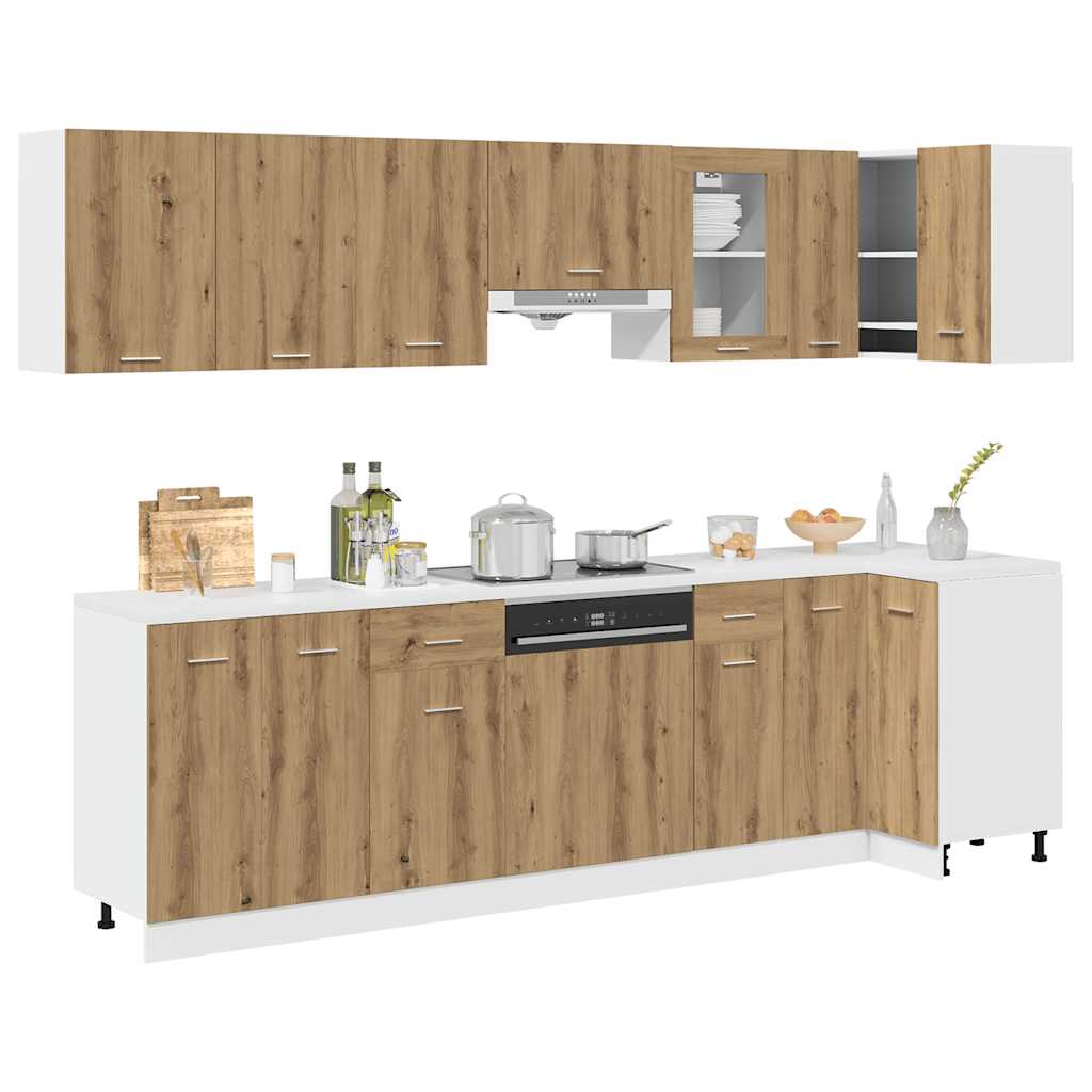 vidaXL 11-Piece Kitchen Cabinet Set Lyon Engineered Wood Old Wood Colour