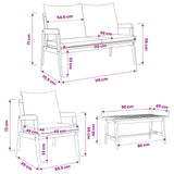 vidaXL Bistroset met kussen 4 pcs Bruin en Crème Massief Acacia Hout