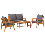 vidaXL Bistroset met kussen 4 pcs Bruin en Crème Massief Acacia Hout