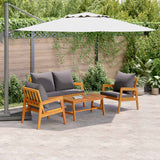vidaXL Bistroset met kussen 4 pcs Bruin en Crème Massief Acacia Hout