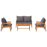 vidaXL Bistroset met kussen 4 pcs Bruin en Crème Massief Acacia Hout