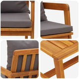 vidaXL Bistroset met kussen 4 pcs Bruin en Crème Massief Acacia Hout