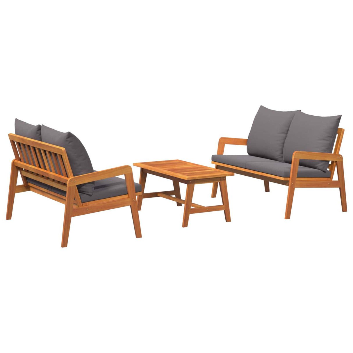 vidaXL Bistroset met kussen 4 pcs Bruin en Crème Massief Acacia Hout