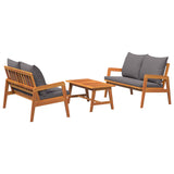 vidaXL Bistroset met kussen 4 pcs Bruin en Crème Massief Acacia Hout