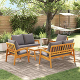 vidaXL Bistroset met kussen 4 pcs Bruin en Crème Massief Acacia Hout