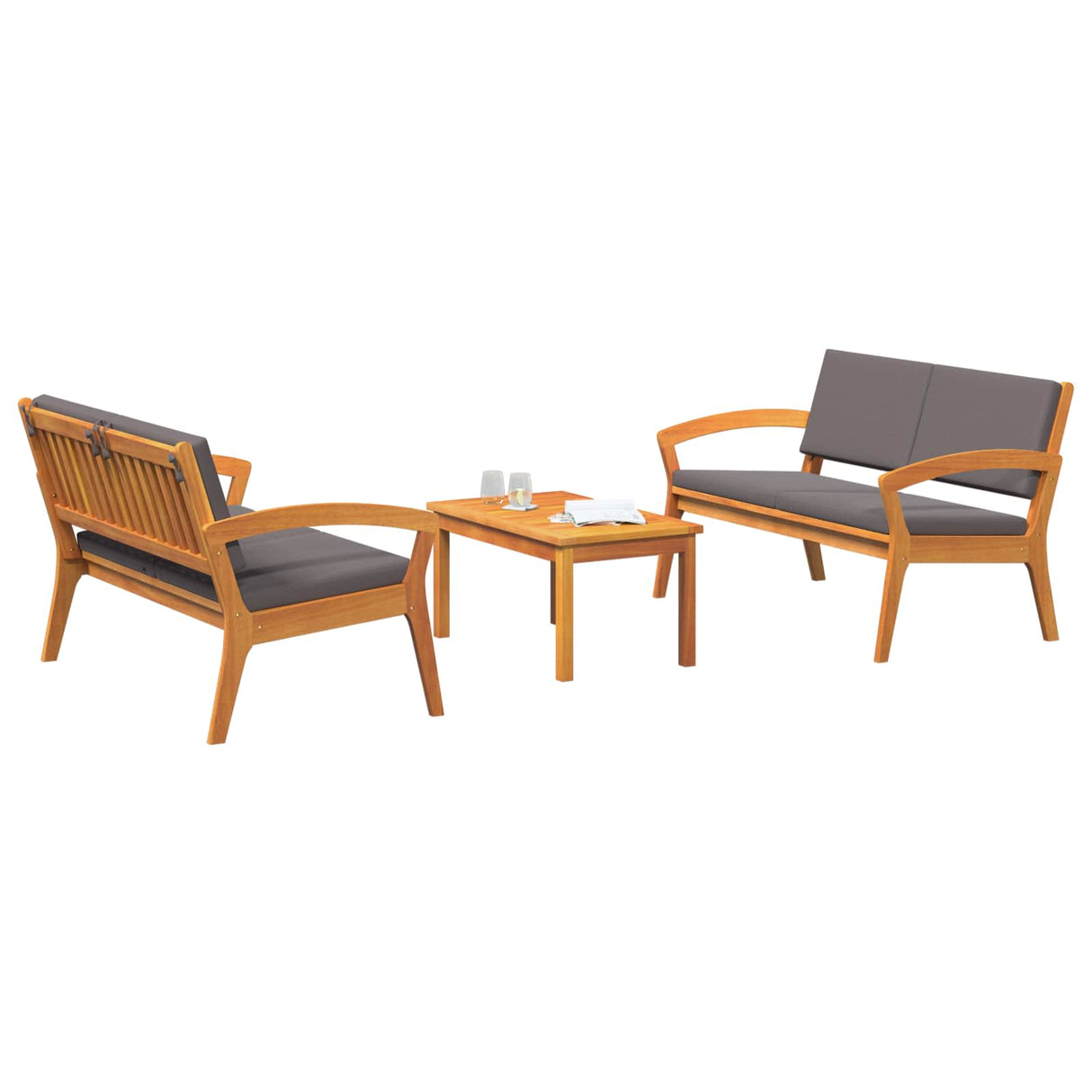 vidaXL Bistroset met kussen 4 pcs Bruin Polyester