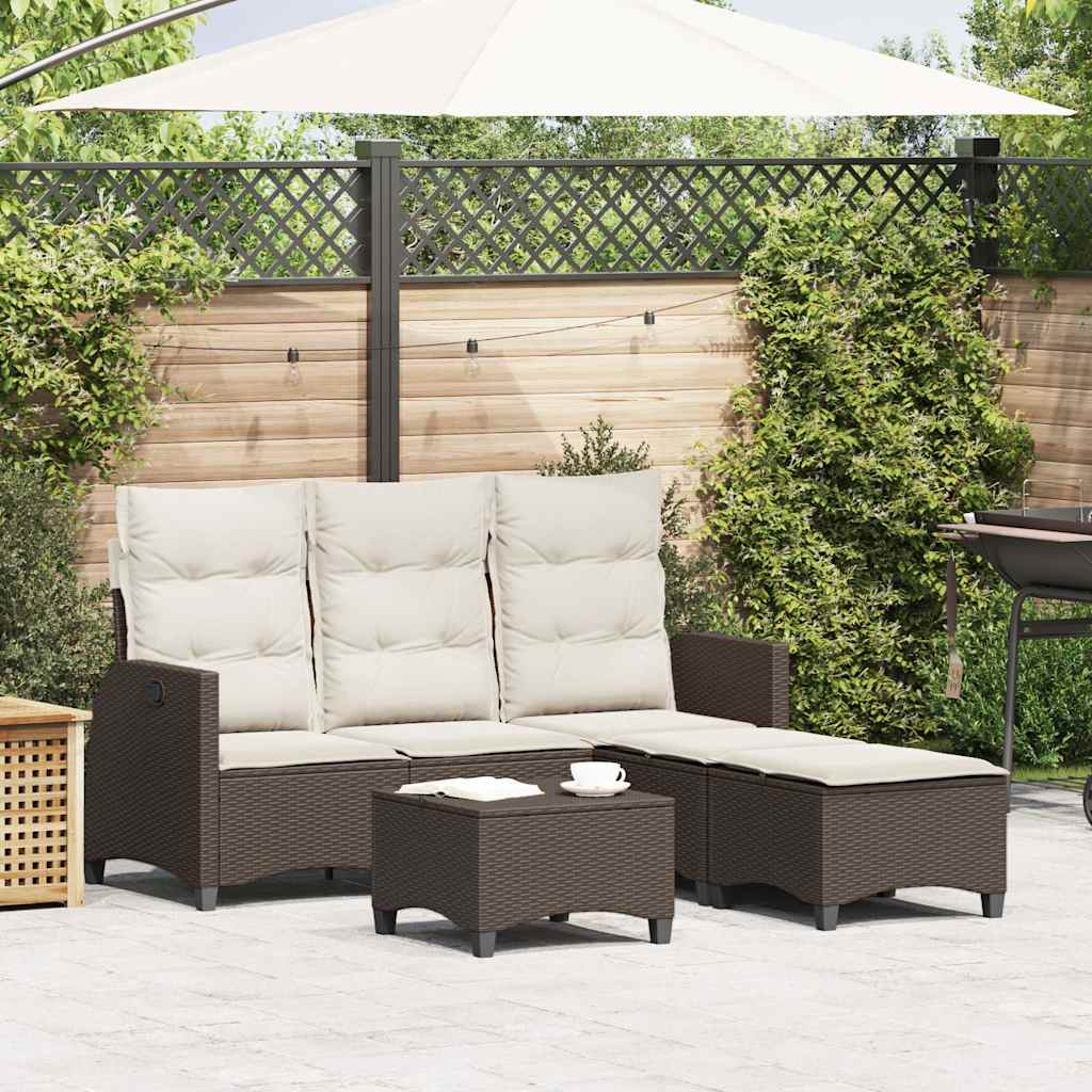 vidaXL 3-delige Tuinbankstel met kussens L-vormig poly rattan zwart