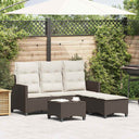 vidaXL 3-delige Tuinbankstel met kussens L-vormig poly rattan zwart