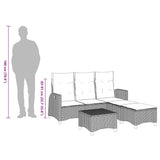 vidaXL 3-delige Tuinbankstel met kussens L-vormig poly rattan zwart