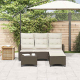 vidaXL 3-delige Tuinbankstel met kussens L-vormig poly rattan zwart