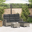 vidaXL 3-delige Tuinbankstel met kussens L-vormig poly rattan zwart