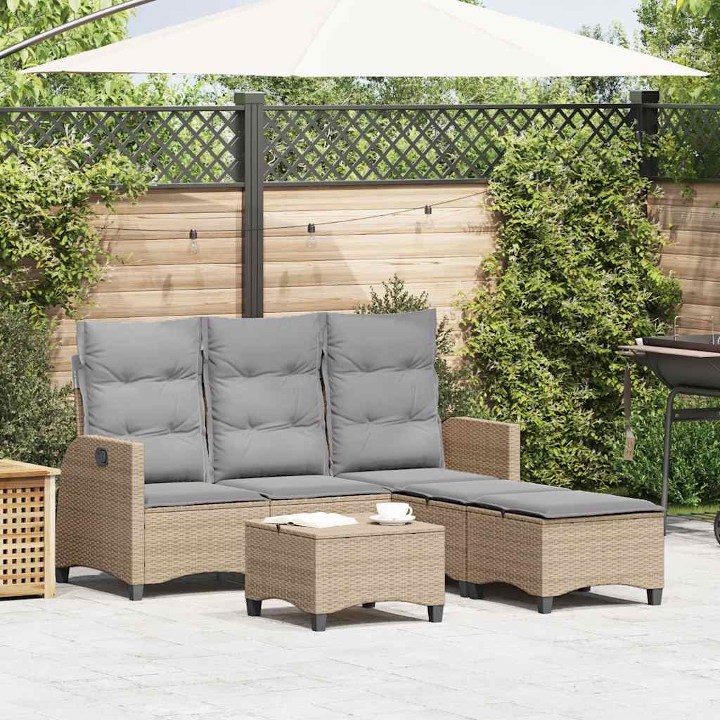vidaXL 3-delige Tuinbankstel met kussens L-vormig poly rattan zwart