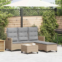 vidaXL 3-delige Tuinbankstel met kussens L-vormig poly rattan zwart