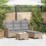 vidaXL 3-delige Tuinbankstel met kussens L-vormig poly rattan zwart