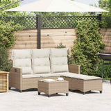 vidaXL 3-delige Tuinbankstel met kussens L-vormig poly rattan zwart