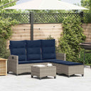 vidaXL 3-delige Tuinbankstel met kussens L-vormig poly rattan zwart