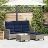vidaXL 3-delige Tuinbankstel met kussens L-vormig poly rattan zwart