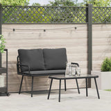 vidaXL Garden Dining Set with cushions 2 pcs Black poly rattan