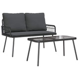 vidaXL Garden Dining Set with cushions 2 pcs Black poly rattan