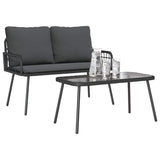 vidaXL Garden Dining Set with cushions 2 pcs Black poly rattan