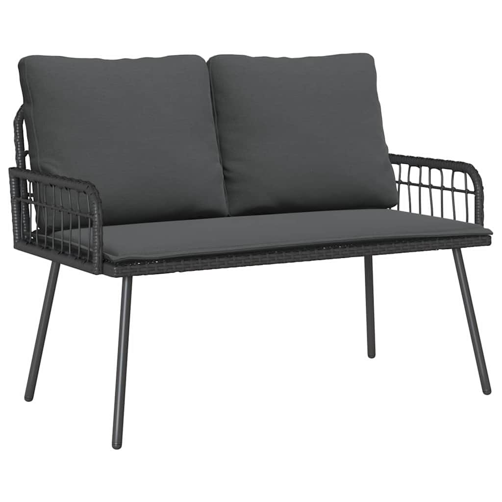 vidaXL Garden Dining Set with cushions 2 pcs Black poly rattan