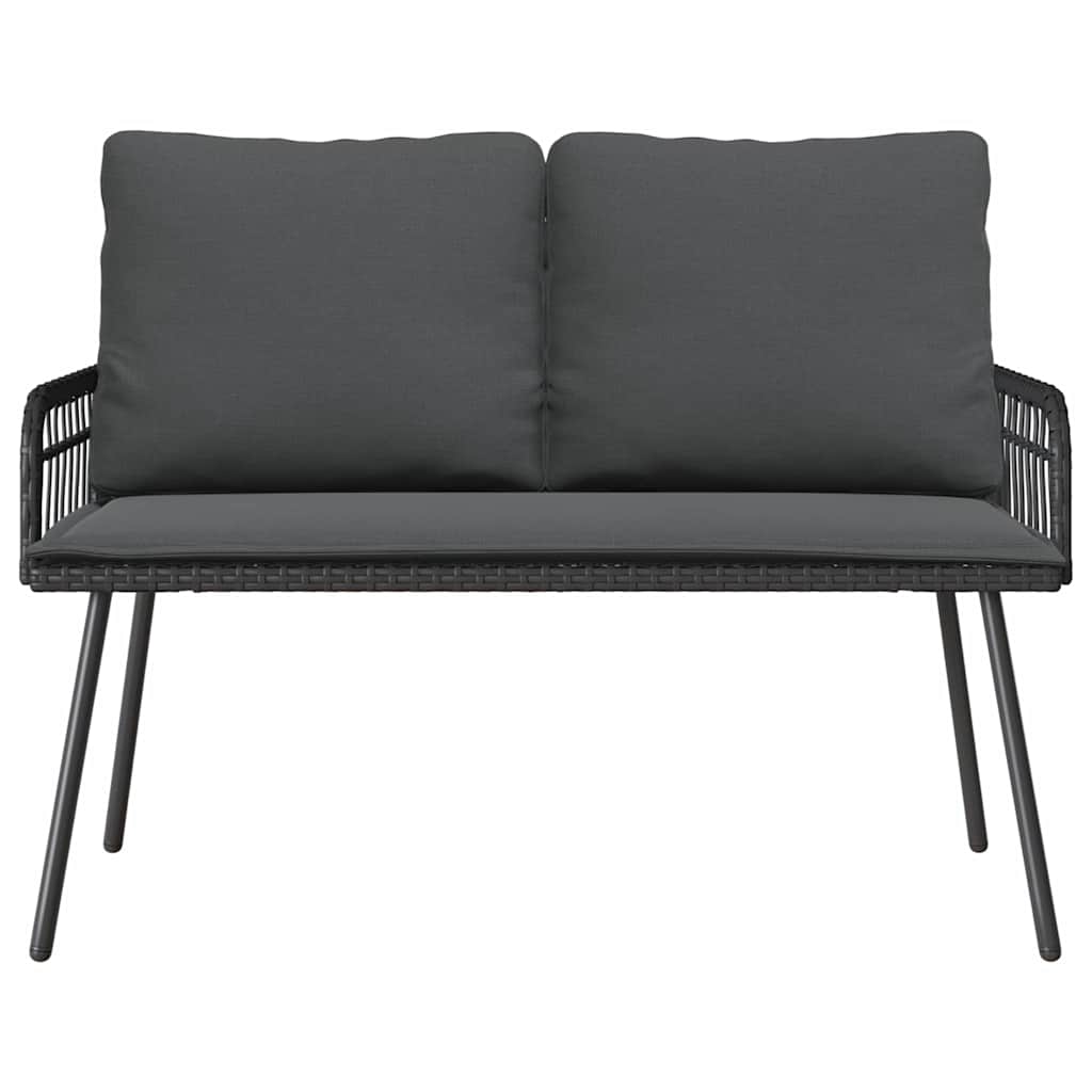 vidaXL Garden Dining Set with cushions 2 pcs Black poly rattan