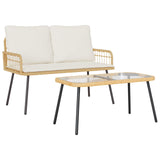vidaXL Garden Dining Set with cushions 2 pcs Black poly rattan
